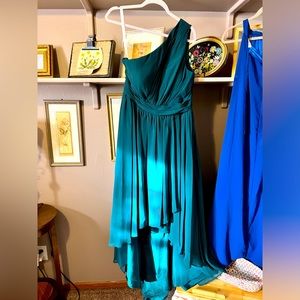 Emerald green chiffon hi-low hem dress